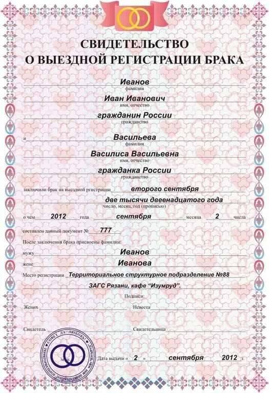 Когда назначается дата регистрации брака. Пример заполнения свидетельства о заключении брака. свидетельство о заключении брака образец. свидетельството заклбчении брака. свидетельство о брабраке.