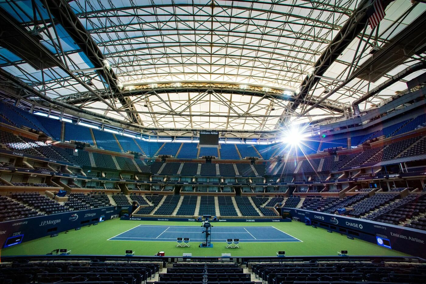 Открытый Чемпионат США по теннису. Us open покрытие. Us open Courts. Adrenalin Stadium крыша.