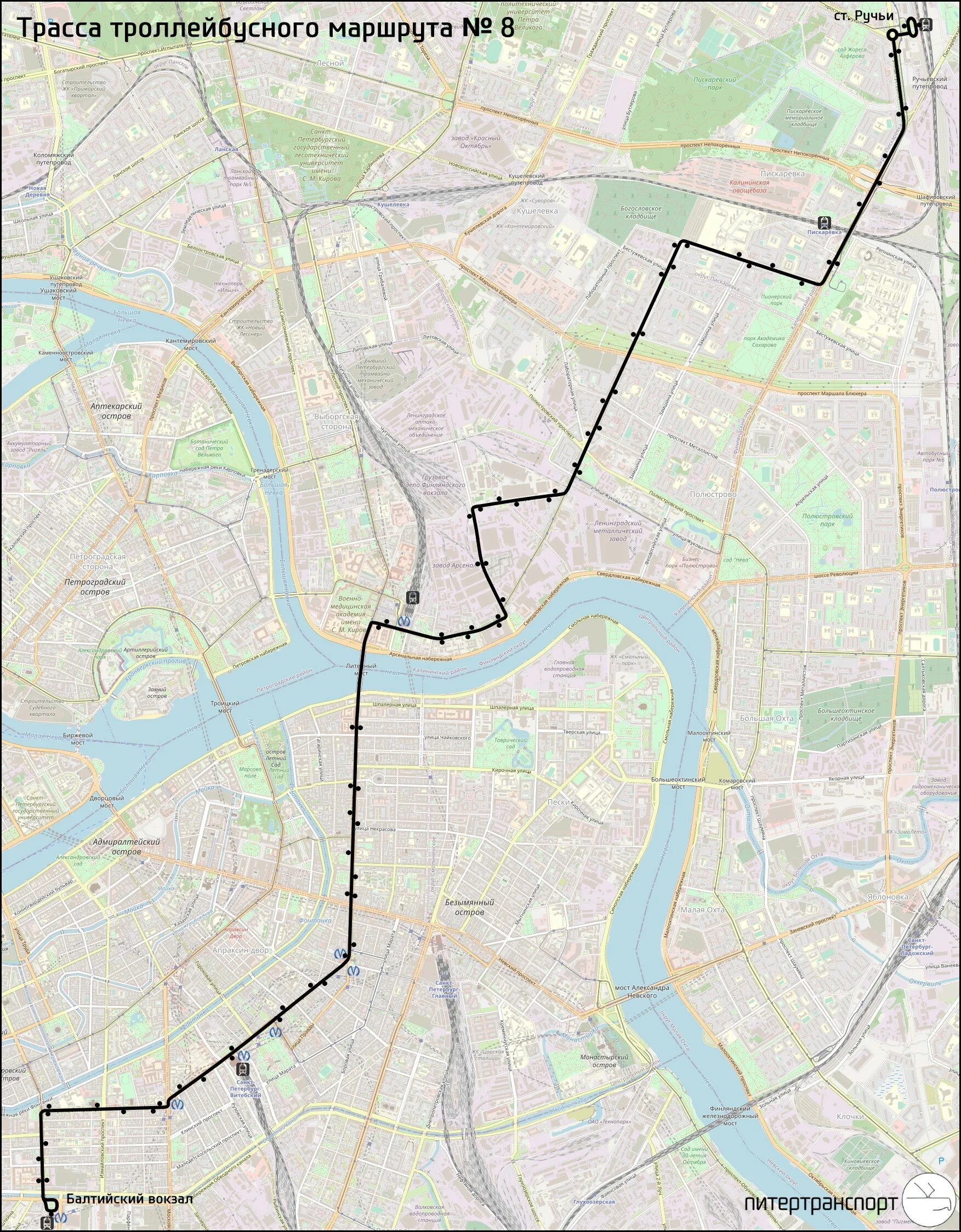 Маршрут 8 автобуса спб. Троллейбус 8 маршрут. Маршрут 8. Маршрут 8 троллейбуса по Кондратьевскому пр в СПБ. Станция ручьи СПБ -Балтийский вокзал.