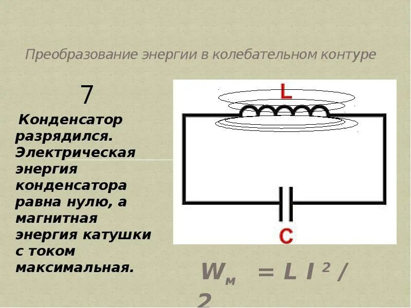 Полная энергия электромагнитного поля колебательного контура. Преобразование энергии в колебательном контуре. Магнитная энергия конденсатора. Электрический магнитный колебательный контур конденсатор катушка. Энергия катушки равна энергии конденсатора.