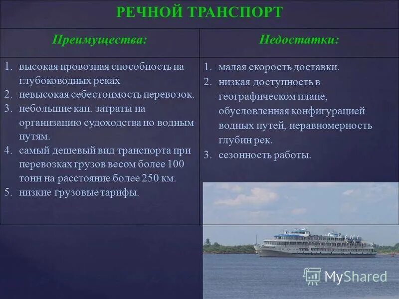 Преимущества по сравнению с другими. Достоинства и недостатки речного транспорта. Преимущества речного транспорта. Минусы речного транспорта. Водный вид транспорта преимущества.