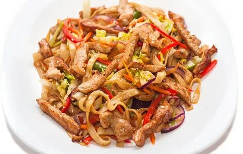 Удон с говядиной и овощами терияки
