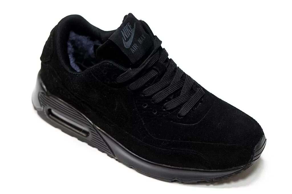 Кроссовки с мехом мужские озон. Nike Air Max 90 VT Black. Nike Air Max 90 VT Black Winter. Nike Air Max 90 зимние замшевые. Nike Air Max 90 VT Black материал замша.