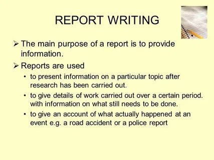 Report writing example