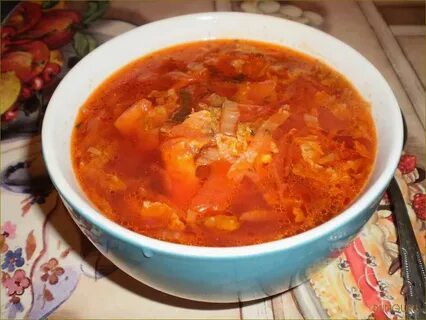 Борщ с вареной капустой