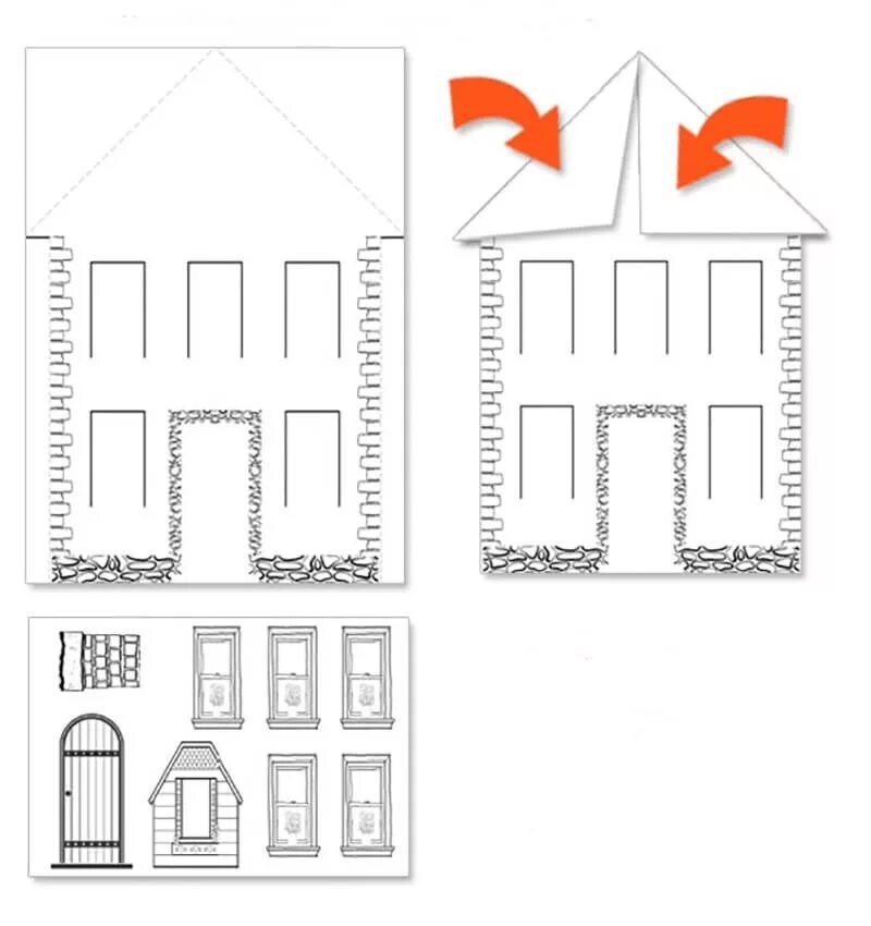 Трафареты бумажных домиков. Бумажные макеты зданий. Шаблон бумажного домика. Шаблон картонного домика. Дом из бумаги шаблоны для вырезания