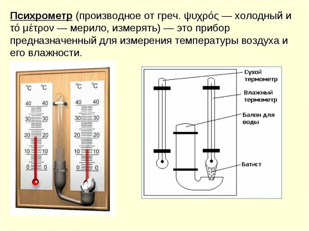 Какой прибор показывает температуру воздуха. Психрометр прибор для определения влажности воздуха. Прибор механический измерения влажности и температуры воздуха. Приборы для измерения относительной влажности воздуха.  психрометр. Гигрометр психрометрический физика.