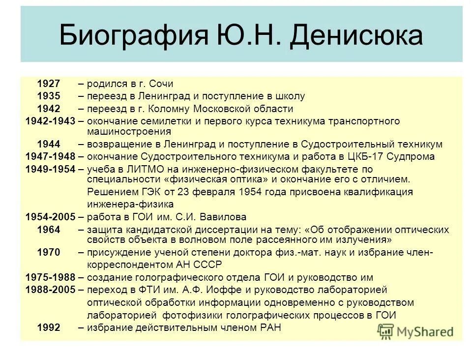 Биография ю