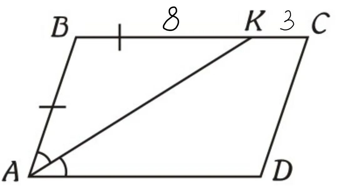 Используя рисунок докажите что bc ad. Биссектриса в параллелограмме отсекает равнобедренный. Биссектриса параллелограмма отсекает равнобедренный треугольник. Найдите периметр параллелограмма вс 3. ABCD параллелограмм BH 8 см найти BK.
