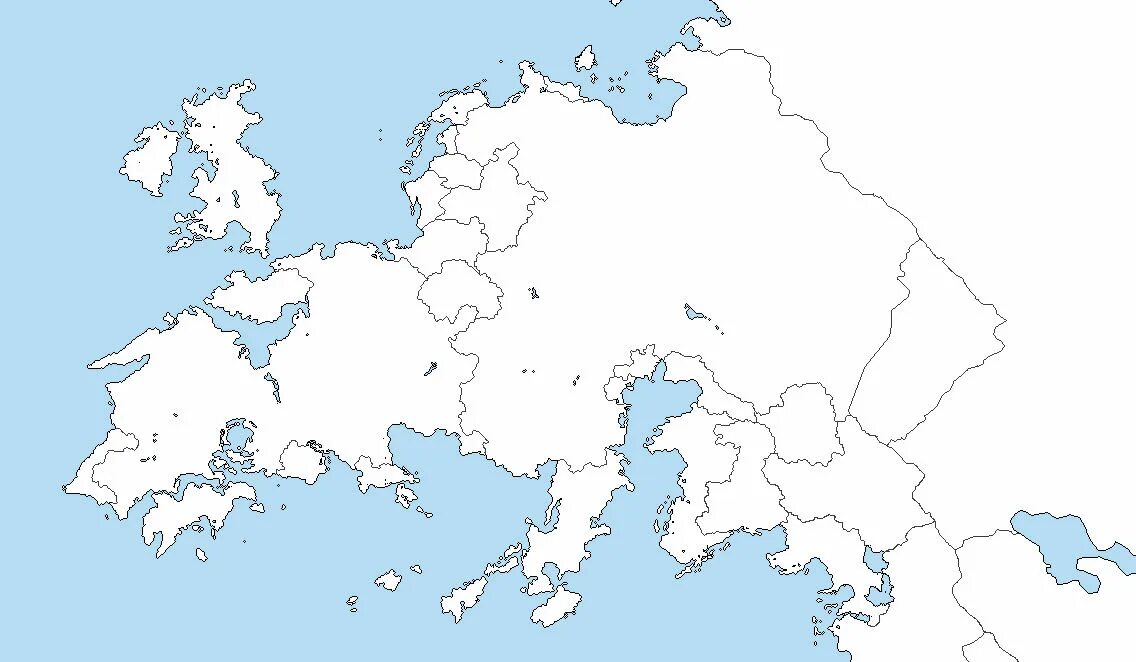 Белая карта. Пустая белая карта. Выдуманная карта с провинциями.