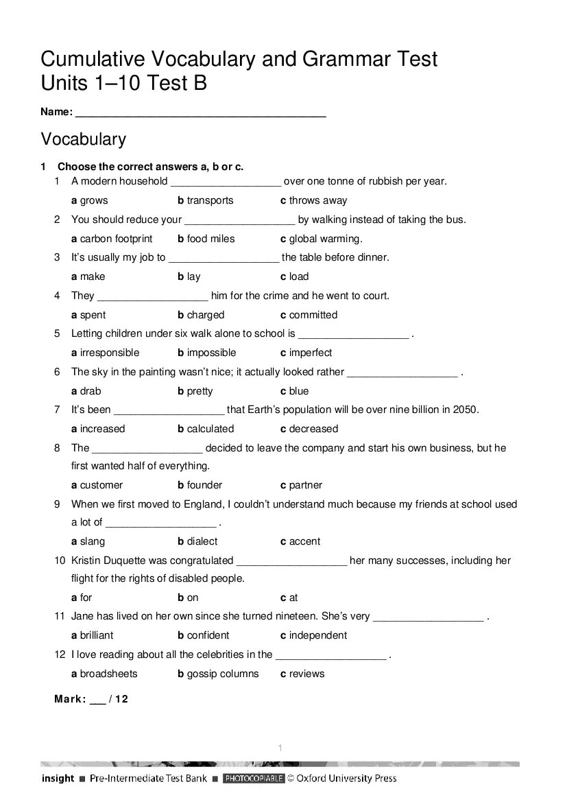 Английский язык Vocabulary Test pre Intermediate. Level Test 2a pre-Intermediate ответы. Тесты по английскому языку pre Intermediate. Pre-Intermediate тест 1.