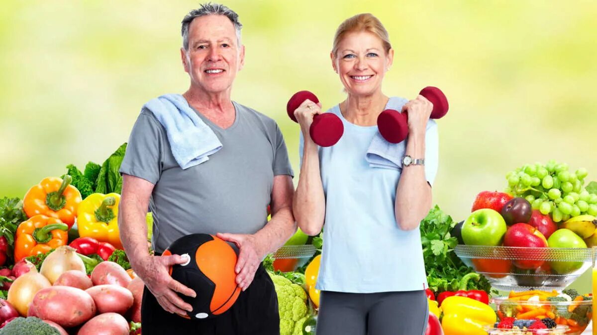 Залог долголетия. Здоровый человек. Здоровое питание для пожилых. ЗОЖ В пожилом возрасте. Здоровый образ жизни пожилых.