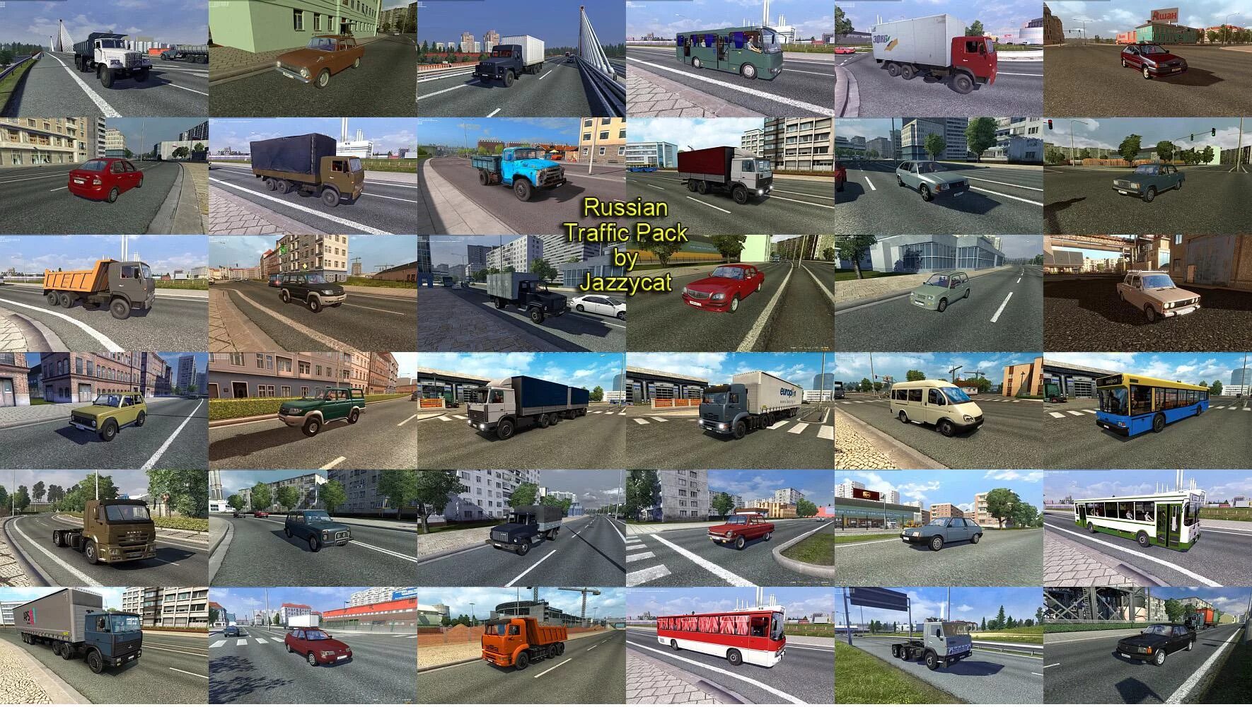 Мод пак 1 6 1 2. Russian traffic pack by jazzycat для euro truck simulator 2. euro truck simulator 2 россия легковые автомобили. truck_traffic_pack_by_jazzycat_v3.1. euro truck simulator 2 мод россия.