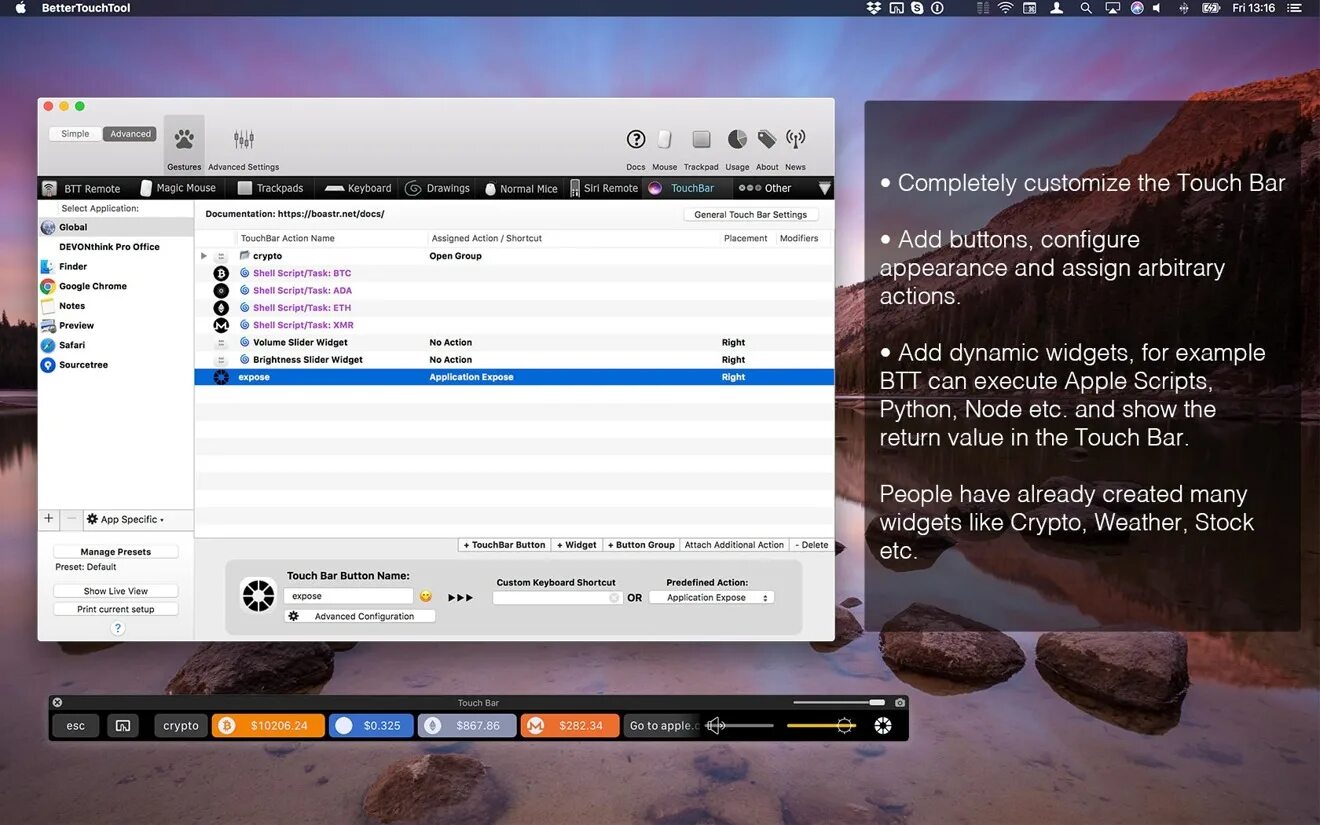 Apple script. BETTERTOUCHTOOL. Виджет Touch. BETTERTOUCHTOOL Theme.