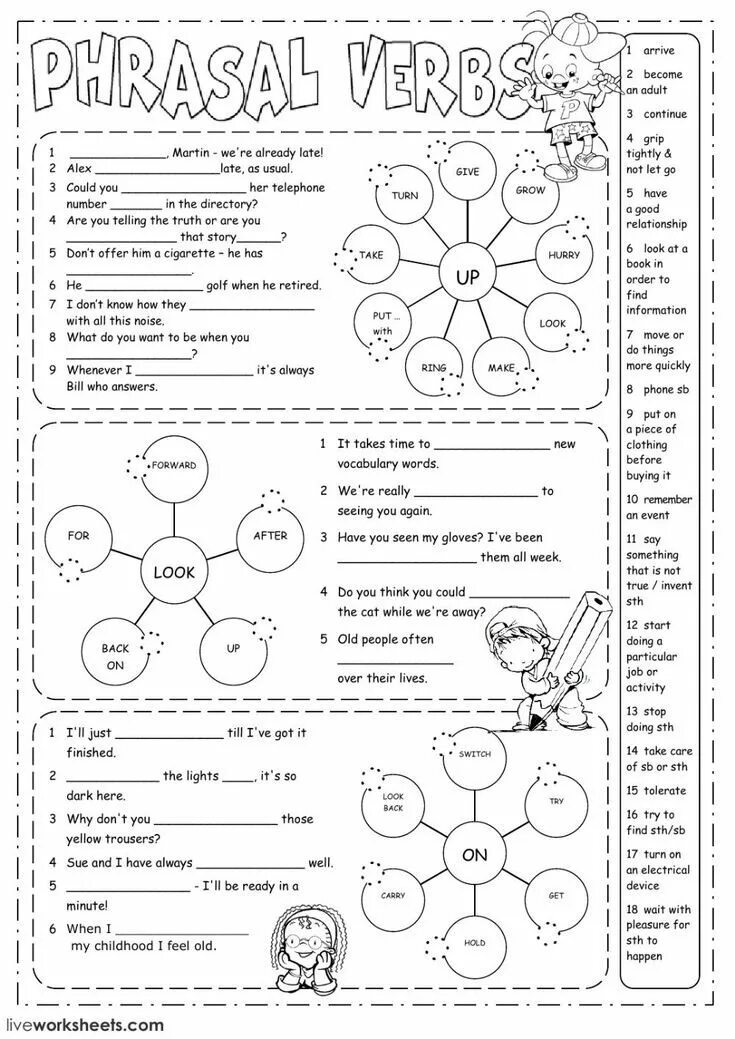 Phrasal verb turn exercises. Задания на phrasal verbs. phrasal verbs exercises. phrasal verbs worksheets. phrasal verbs get упражнения.