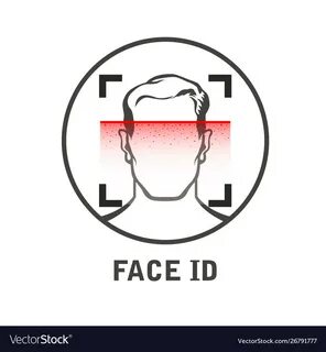Face id scan icon - facial scanner for smart vector image. 