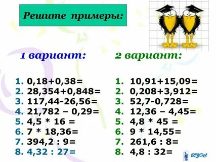 График с десятичными числами