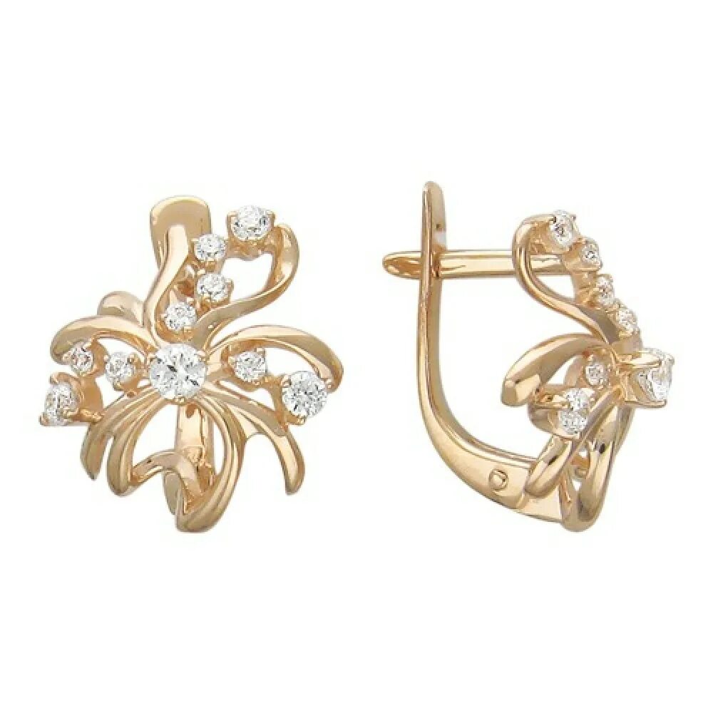Серьги из красного золота Aquamarine 941784к_585_кз, бриллиант - купить в ООО "А - Товар на картинке можно купить.
