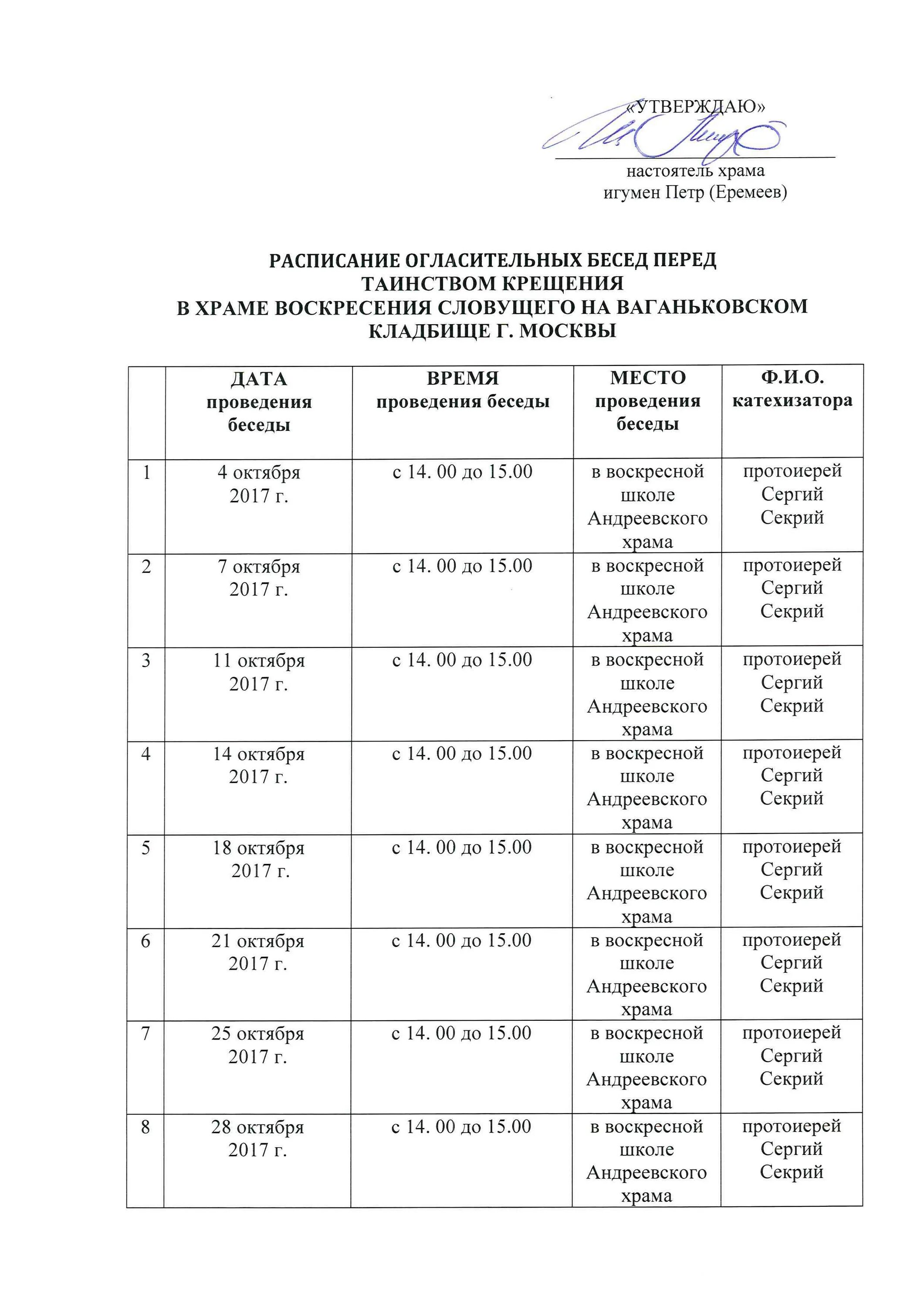 Расписание воскресение словущего брюсов. Расписание огласительных бесед. Расписание бесед перед Крещением. Журнал проведения огласительных бесед перед таинством крещения. Огласительные беседы перед Крещением.