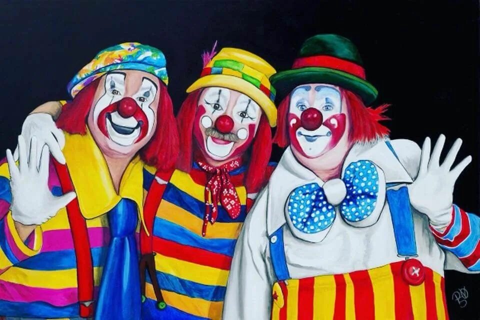 Цирк про клоунов. Клоун. Три клоуна. Клоун в цирке. Весёлые клоуны.