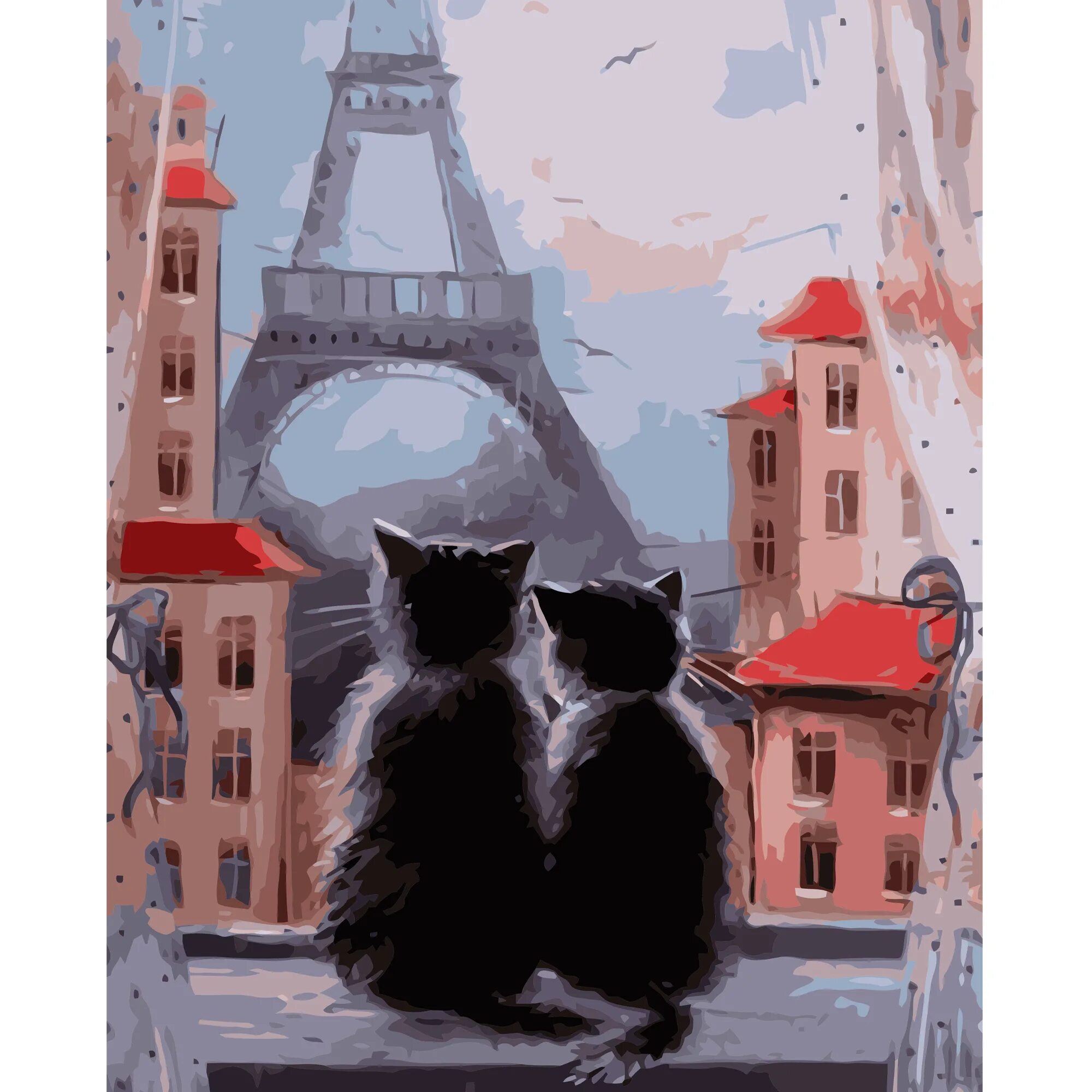 Кот париж. Живопись ольги дарчук. картины по номерам в виде котика.