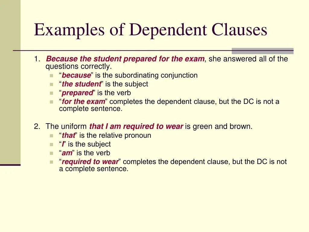 Complete the sentences with relative clauses. Dependent clause. dependent and independent clauses. dependent sentences. types of dependent clauses.