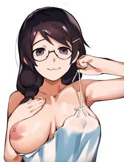 Brown Hair, Glasses, Hanekawa Tsubasa, Monogatari, roropull, smile, undress...