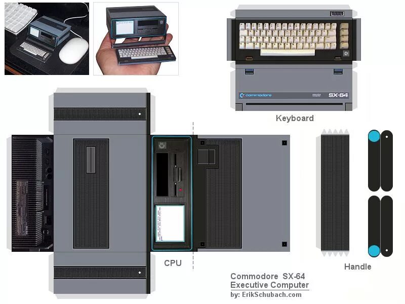 Развертка приставки Xbox 360 для кукол. Commodore SX-64. Развёртка компьютера из бумаги. Бумажный компьютер.