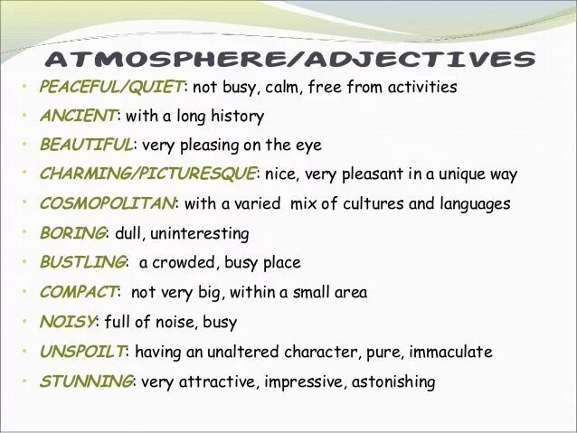 Adjectives describing places. Adjectives for describing places. Describing places Vocabulary. Describing places Words. Replace adjective