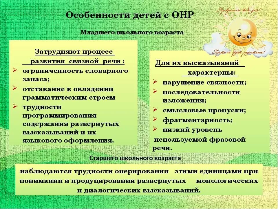 Общее недоразвитие 3 уровня. Особенности детей с ОНР. Характеристика детей с ОНР. Формирование Связной речи у дошкольников с ОНР. Параметры языковой способности у дошкольников с ОНР.