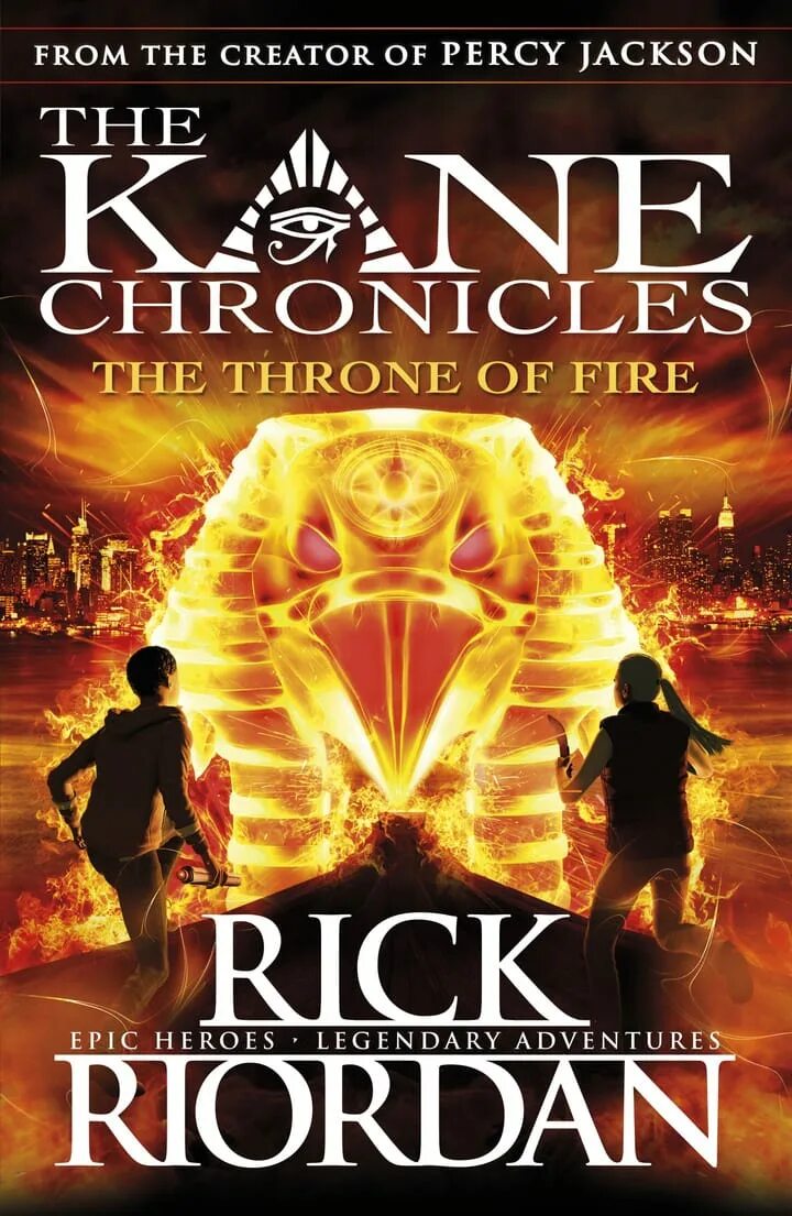 Книга хроники трона. Throne of Fire. Kane Chronicles. Риордан Наследники богов. Перси Джексон на английском.