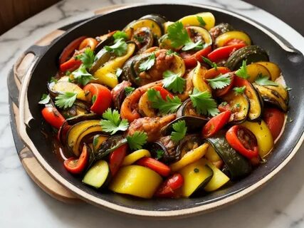 Рататуй с овощами на сковороде