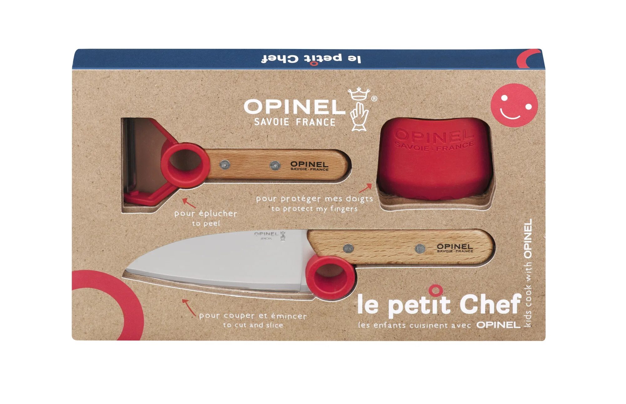 Набор Opinel le petit Chef 001746, 1 нож, Овощечистка и защита для пальцев. Нож le petit. Opinel ножи шеф нож. Нож Opinel "le petit Chef" с защитой пальцев,.