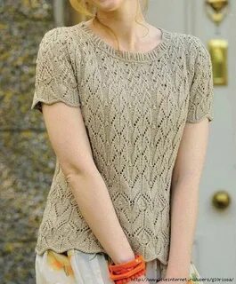 Тонкие ажурные кофточки спицами