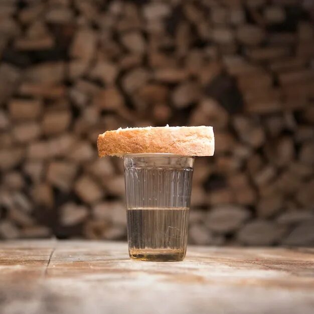 хлеб и вода. стопка с хлебом. рюмка с хлебом. рюмка с хлебом. два стакана с закуской.