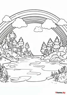 Раскраска Радуга для детей распечатать бесплатно