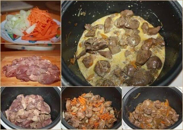 Можно кушать куриную печень. Куриная печень в мультиварке. куриная печень в сметане в мультиварке. куриная печень в сметане с луком в мультиварке. куриная печень с гарниром.
