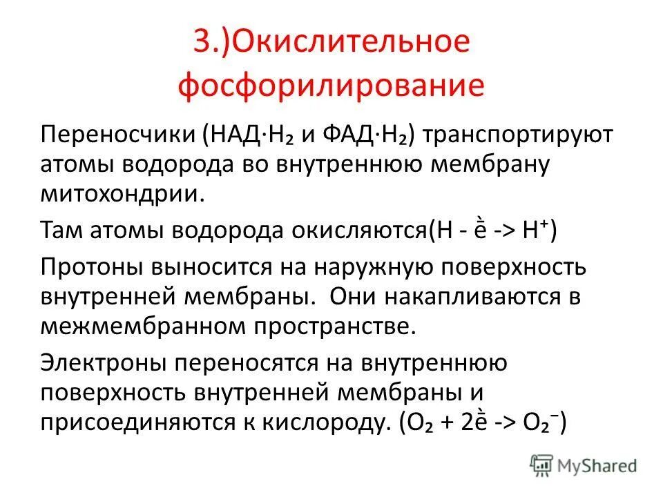 Фосфорилирование биохимия. Механизм образования АТФ окислительное фосфорилирование. Окислительное фосфорилирование это процесс чего. Окислительное фосфорилирование кислородного этапа. Общая реакция окислительного фосфорилирования.