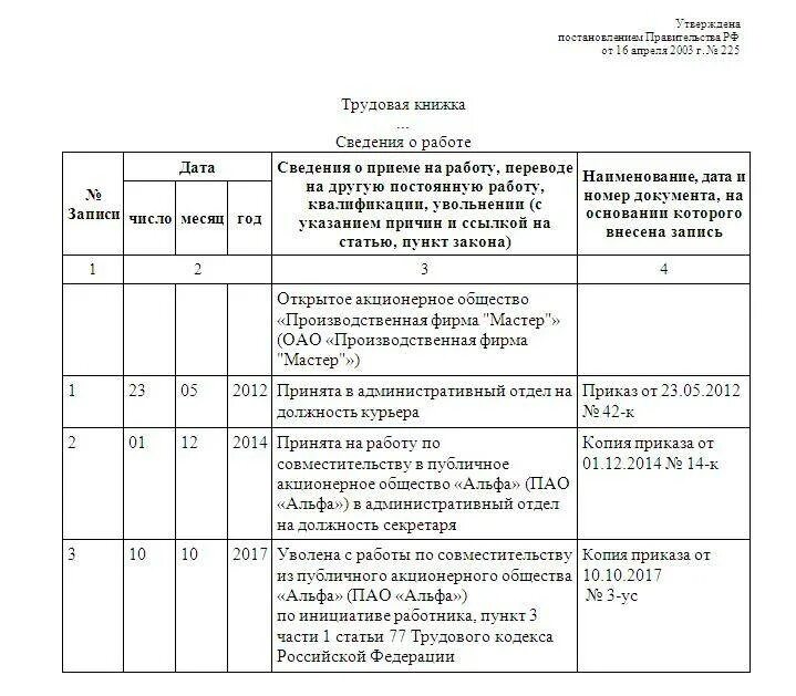 Увольнение по совместительству образец. Внешнее совместительство запись в трудовой книжке. Как правильно внести запись по совместительству в трудовую книжку. Запись о внутреннем совместительстве в трудовой книжке образец. Запись о приеме по совместительству в трудовой книжке образец.