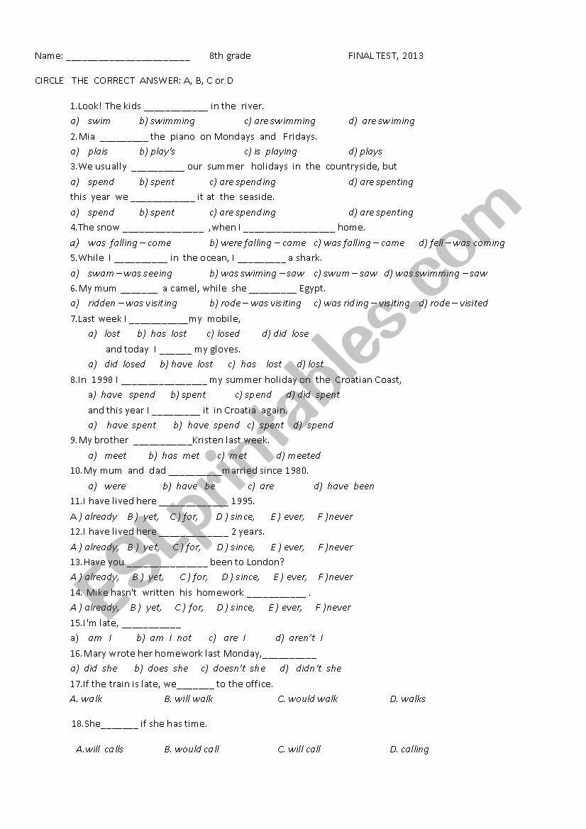 Grade Final Test ответы. Form 8 Final Test ответы. Final Test 8th Grade ответы. Final test ответы