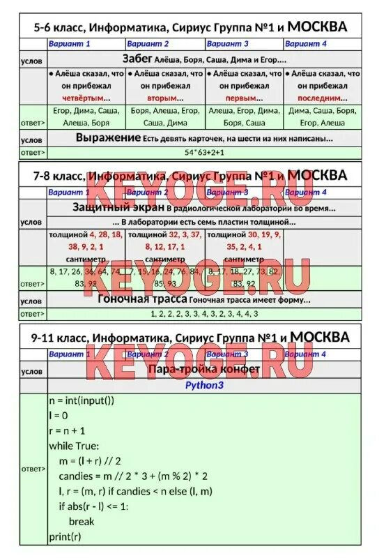 Сириус информатика 9 класс ответы. Сириус информатика 9 класс ответы