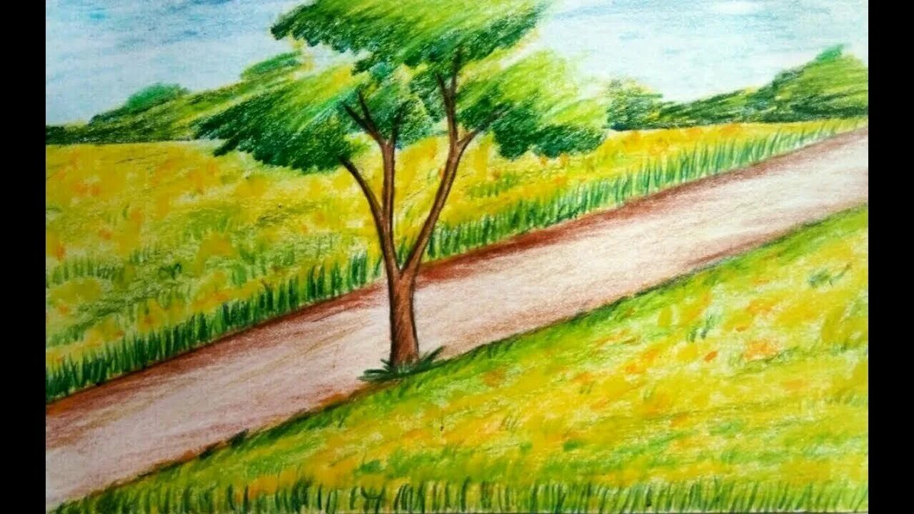 Рисунок как я представляю себе степь легко. Степь рисунок. поле цветными карандашами. степной пейзаж карандашом. пейзаж цветными карандашами дорога.