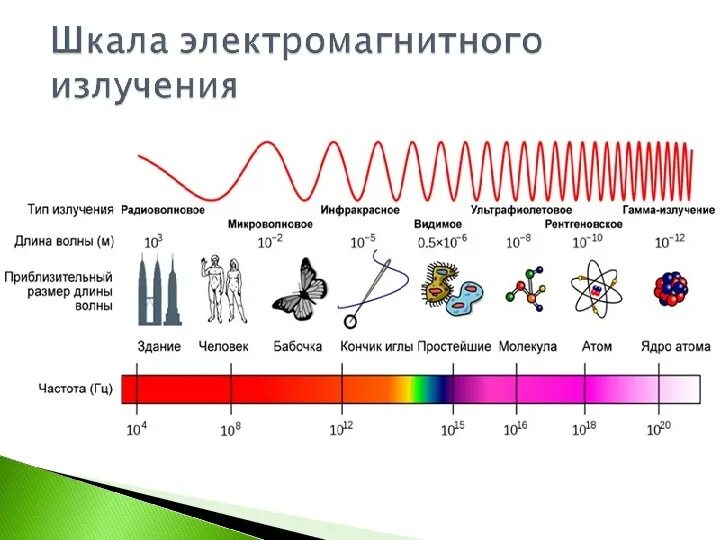 Большую частоту имеют лучи. Шкала излучения электромагнитных волн. Школа электоромагнитных ищлучений. Длина волны электромагнитного излучения. Электромагнитное излучение спектр электромагнитного излучения.
