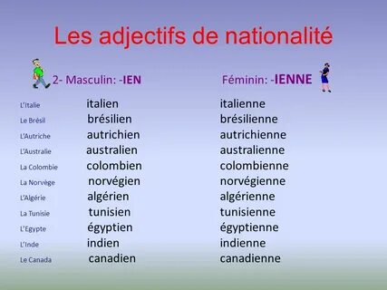 Des adjectifs