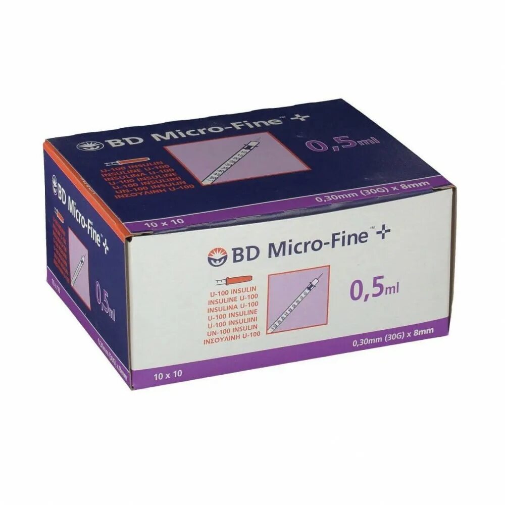 Иглы bd Micro-Fine. Микро Файн 0,5 мл. 30g 8 mm шприц. Микро fifine