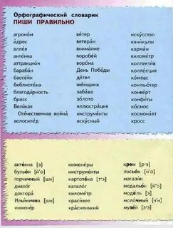 Словарные слова 1 по 2 класс