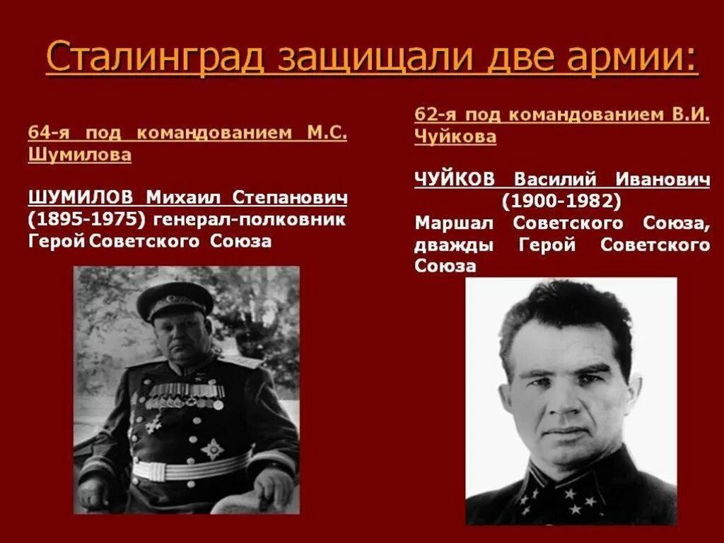 Командующий армией в сталинградской битве был