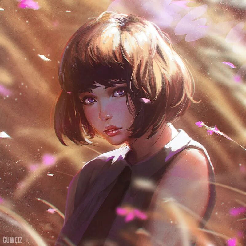 Девочка с каре минус speed up. Guweiz тихиро. guweiz художник. guweiz art джойрна. девочка с короткими волосами арт.