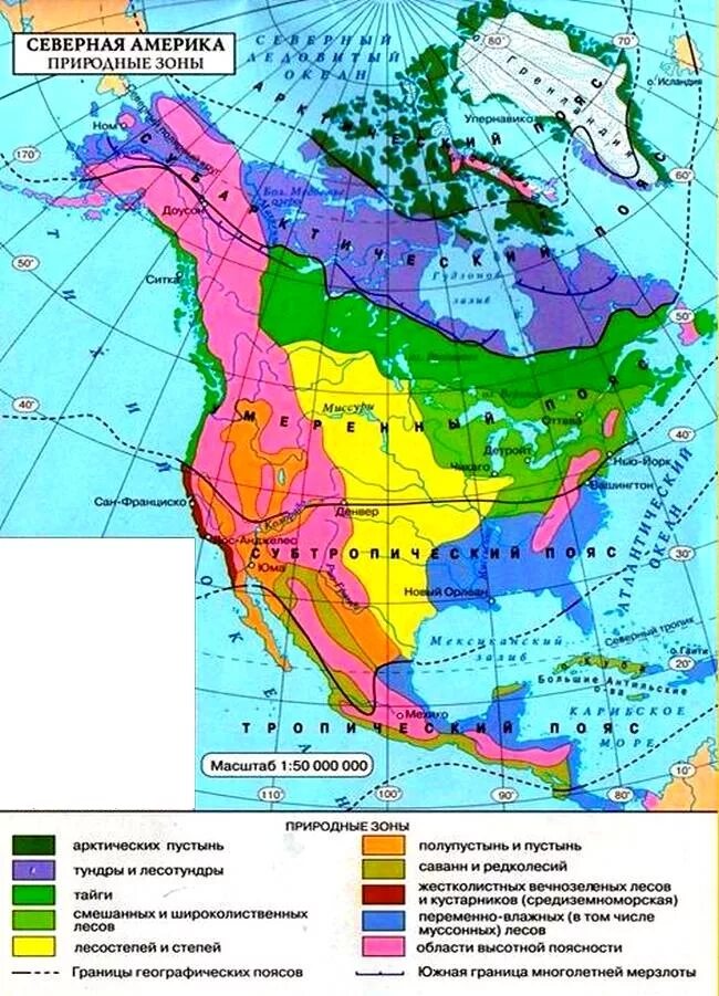 Сравнив карты физическую климатических поясов. Карта климатических поясов и природных зон Северной Америки. Карта природных зон Северной Америки. Карта природных зон Северной Америки 7 класс. Карта природных зон Америки.