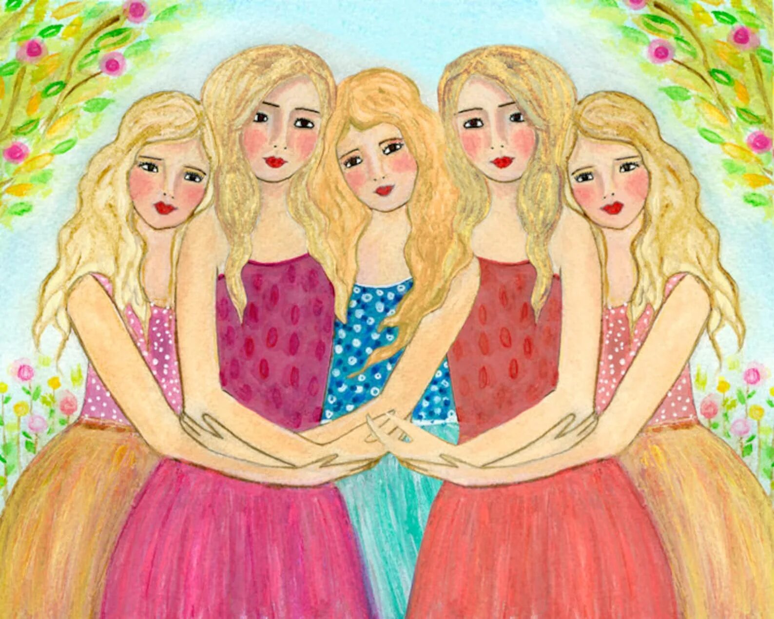 Пятерым сестрам. Подружки. Подруги рисунок. Подруги нарисованные. Четыре подруги.
